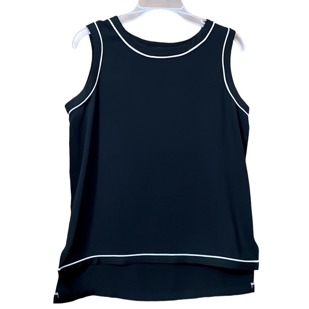 Calvin Klein Black Sleeveless with White Trim High-Low Women’s Top Size S